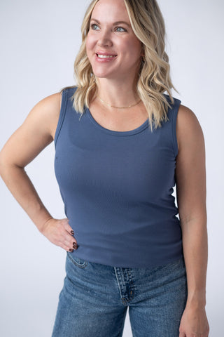 IN STOCK Ava Tank - Blue - Bray and Em Boutique