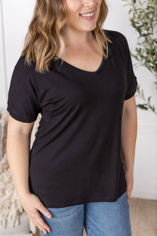 IN STOCK Bamboo V Neck Tee - Black - Bray and Em Boutique