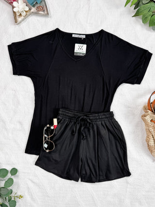 IN STOCK Bamboo V Neck Tee - Black - Bray and Em Boutique