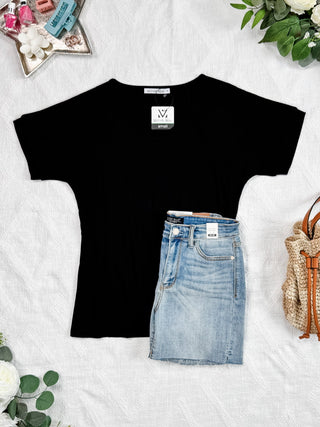 IN STOCK Bamboo V Neck Tee - Black - Bray and Em Boutique