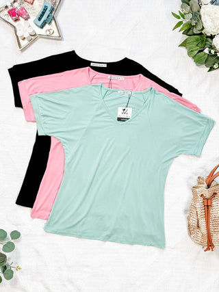 IN STOCK Bamboo V Neck Tee - Black - Bray and Em Boutique