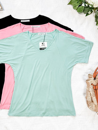 IN STOCK Bamboo V Neck Tee - Black - Bray and Em Boutique