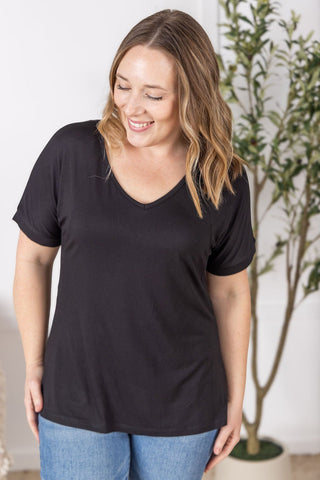 IN STOCK Bamboo V Neck Tee - Black - Bray and Em Boutique