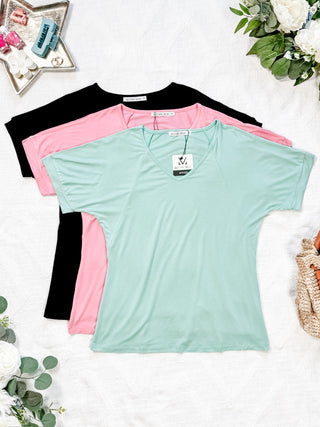 IN STOCK Bamboo V Neck Tee - Black - Bray and Em Boutique