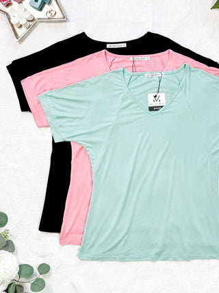IN STOCK Bamboo V Neck Tee - Black - Bray and Em Boutique