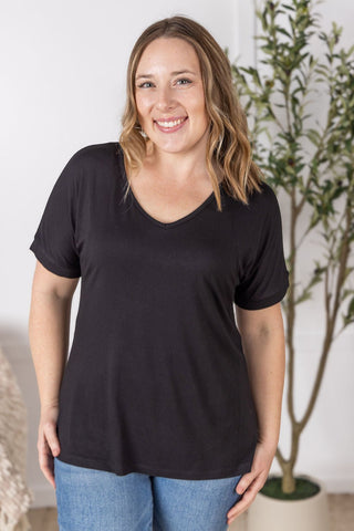 IN STOCK Bamboo V Neck Tee - Black - Bray and Em Boutique