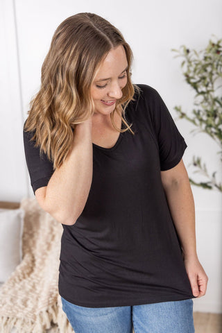 IN STOCK Bamboo V Neck Tee - Black - Bray and Em Boutique