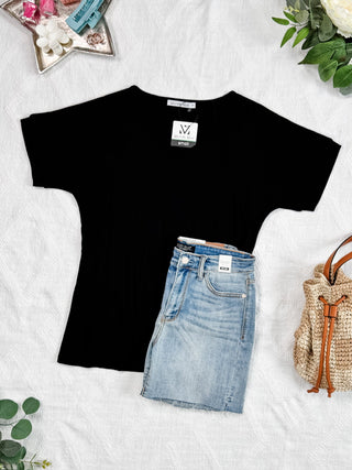IN STOCK Bamboo V Neck Tee - Black - Bray and Em Boutique