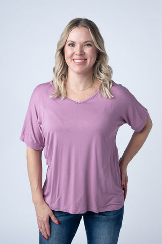 IN STOCK Bamboo V Neck Tee - Pink - Bray and Em Boutique