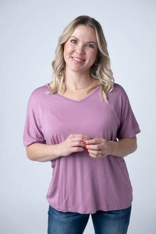 IN STOCK Bamboo V Neck Tee - Pink - Bray and Em Boutique