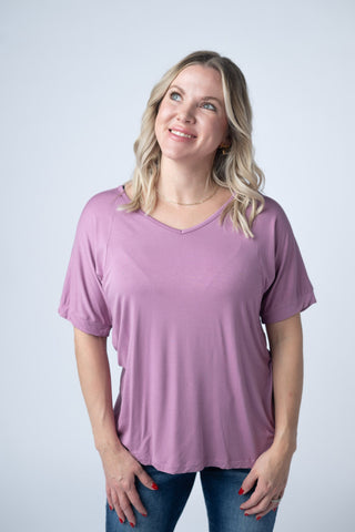 IN STOCK Bamboo V Neck Tee - Pink - Bray and Em Boutique