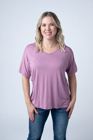 IN STOCK Bamboo V Neck Tee - Pink - Bray and Em Boutique