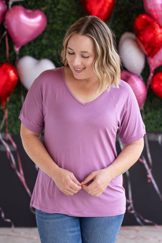 IN STOCK Bamboo V Neck Tee - Pink - Bray and Em Boutique