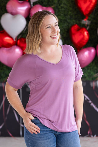 IN STOCK Bamboo V Neck Tee - Pink - Bray and Em Boutique