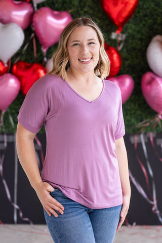 IN STOCK Bamboo V Neck Tee - Pink - Bray and Em Boutique