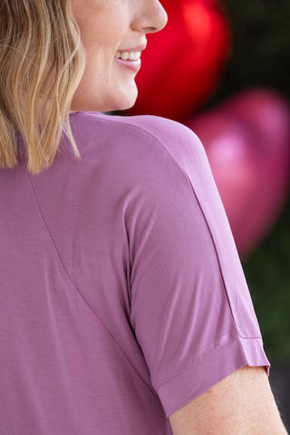 IN STOCK Bamboo V Neck Tee - Pink - Bray and Em Boutique