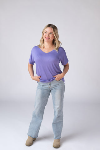IN STOCK Chloe Cozy Tee - Periwinkle Purple - Bray and Em Boutique