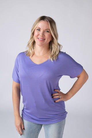 IN STOCK Chloe Cozy Tee - Periwinkle Purple - Bray and Em Boutique