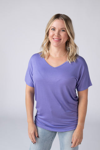 IN STOCK Chloe Cozy Tee - Periwinkle Purple - Bray and Em Boutique