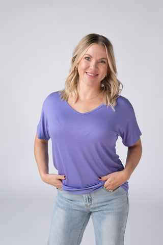 IN STOCK Chloe Cozy Tee - Periwinkle Purple - Bray and Em Boutique