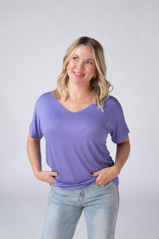IN STOCK Chloe Cozy Tee - Periwinkle Purple - Bray and Em Boutique