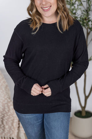 IN STOCK Corrine Ribbed Pullover Top - Black - Bray and Em Boutique