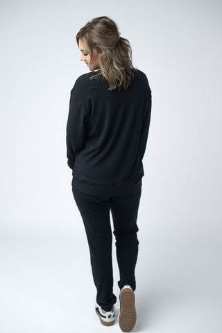 IN STOCK Corrine Ribbed Pullover Top - Black - Bray and Em Boutique