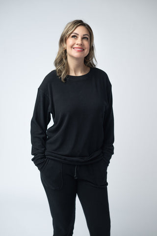 IN STOCK Corrine Ribbed Pullover Top - Black - Bray and Em Boutique