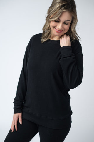 IN STOCK Corrine Ribbed Pullover Top - Black - Bray and Em Boutique