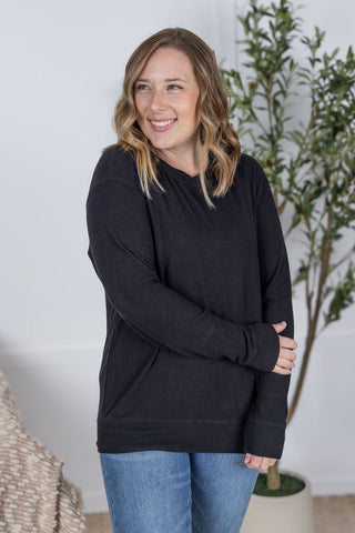 IN STOCK Corrine Ribbed Pullover Top - Black - Bray and Em Boutique