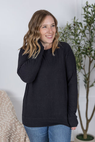 IN STOCK Corrine Ribbed Pullover Top - Black - Bray and Em Boutique
