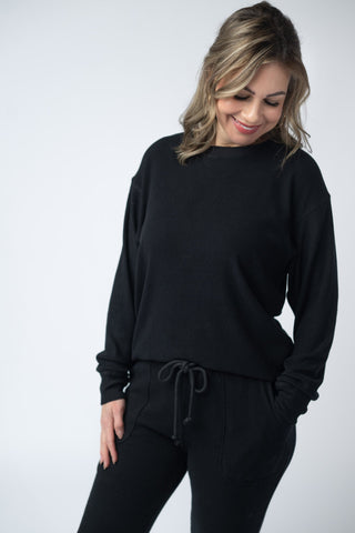 IN STOCK Corrine Ribbed Pullover Top - Black - Bray and Em Boutique