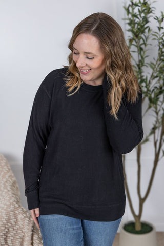IN STOCK Corrine Ribbed Pullover Top - Black - Bray and Em Boutique