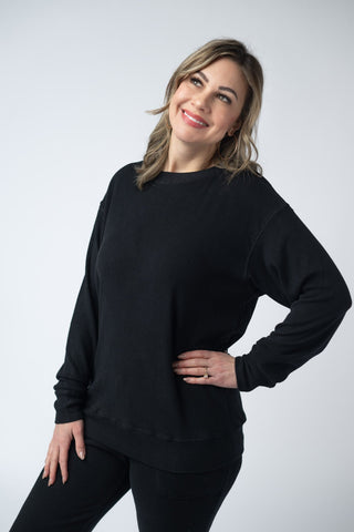 IN STOCK Corrine Ribbed Pullover Top - Black - Bray and Em Boutique