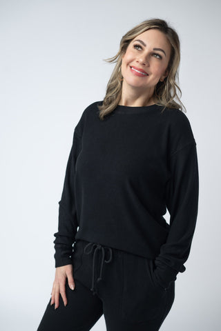 IN STOCK Corrine Ribbed Pullover Top - Black - Bray and Em Boutique