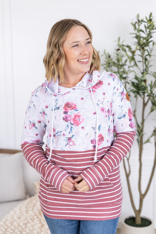 IN STOCK Hailey Pullover Hoodie - Pink Bloom and Stripes - Bray and Em Boutique