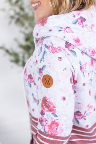 IN STOCK Hailey Pullover Hoodie - Pink Bloom and Stripes - Bray and Em Boutique