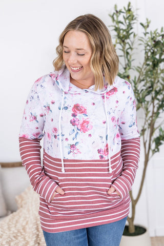 IN STOCK Hailey Pullover Hoodie - Pink Bloom and Stripes - Bray and Em Boutique