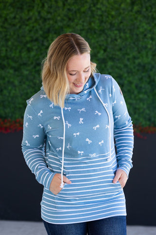 IN STOCK Hailey Pullover Hoodie - Teal Ribbons and Stripes - Bray and Em Boutique