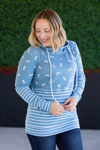 IN STOCK Hailey Pullover Hoodie - Teal Ribbons and Stripes - Bray and Em Boutique