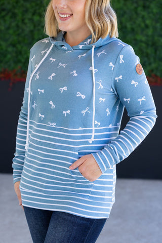 IN STOCK Hailey Pullover Hoodie - Teal Ribbons and Stripes - Bray and Em Boutique