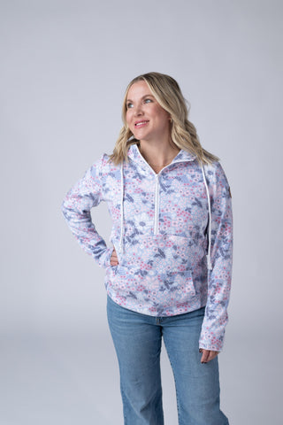 IN STOCK HalfZip Hoodie - Ditsy Blush Floral - Bray and Em Boutique