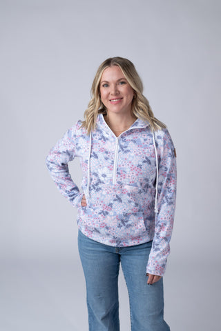 IN STOCK HalfZip Hoodie - Ditsy Blush Floral - Bray and Em Boutique