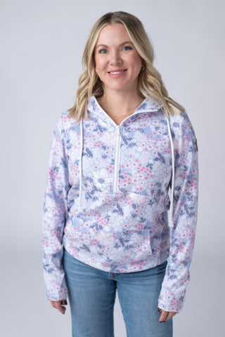 IN STOCK HalfZip Hoodie - Ditsy Blush Floral - Bray and Em Boutique