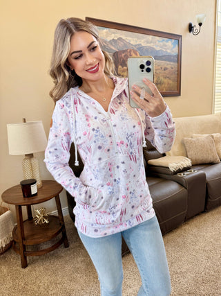 IN STOCK HalfZip Hoodie - Wildflower Gardens - Bray and Em Boutique