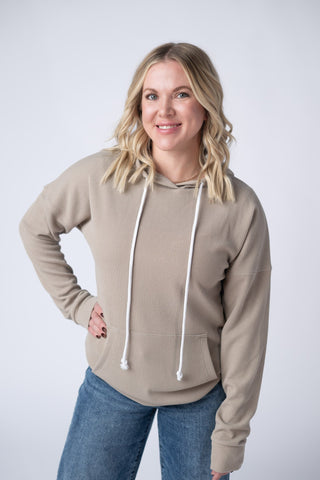 IN STOCK Kacey Ribbed Hoodie - Mocha - Bray and Em Boutique