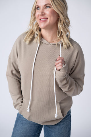 IN STOCK Kacey Ribbed Hoodie - Mocha - Bray and Em Boutique