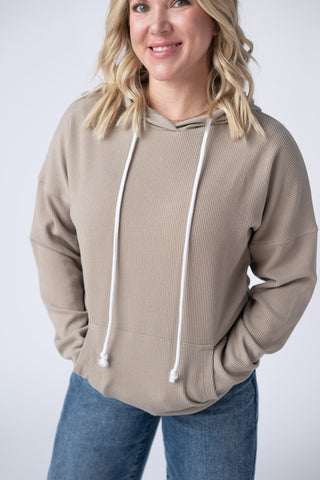 IN STOCK Kacey Ribbed Hoodie - Mocha - Bray and Em Boutique
