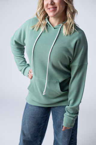 IN STOCK Kacey Ribbed Hoodie - Sage - Bray and Em Boutique