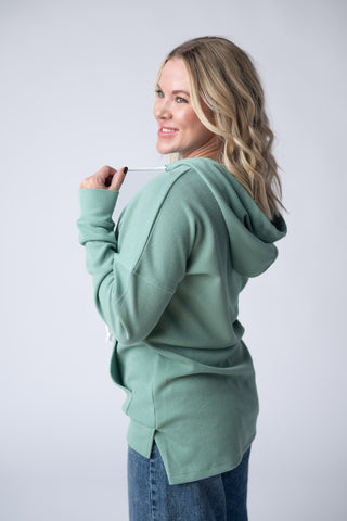 IN STOCK Kacey Ribbed Hoodie - Sage - Bray and Em Boutique